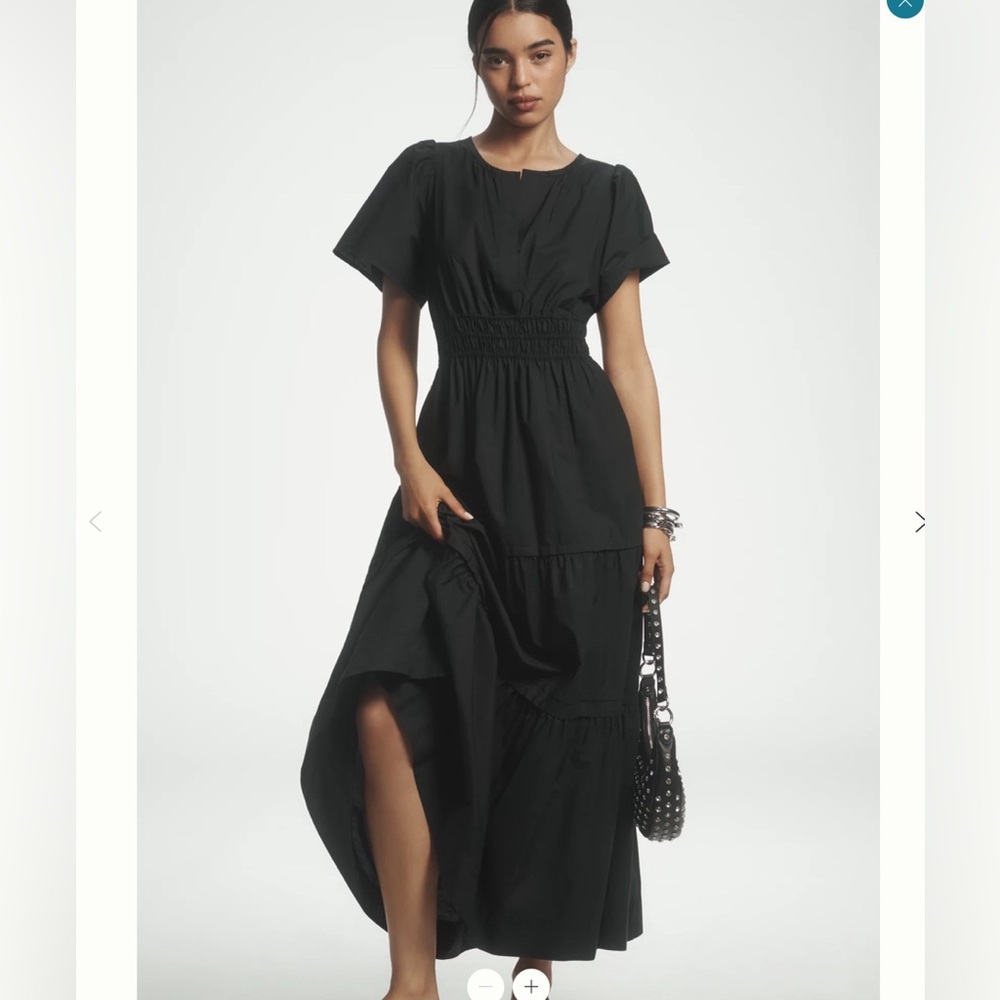 Anthropologie Maeve Somerset Maxi Poplin Dress in Black M